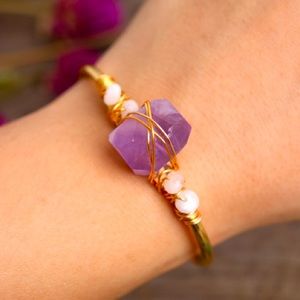 Amethyst Open Cuff Bangle